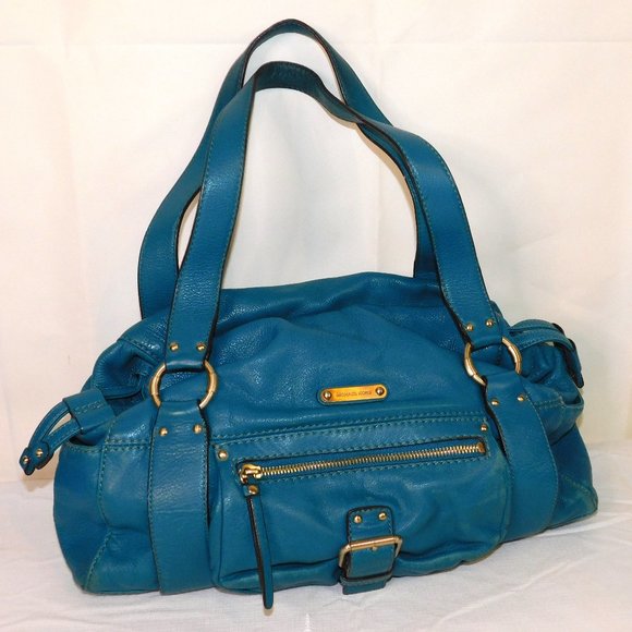 MICHAEL KORS Satchel Barrel Leather Handbag Large Turquoise - Picture 1 of 14